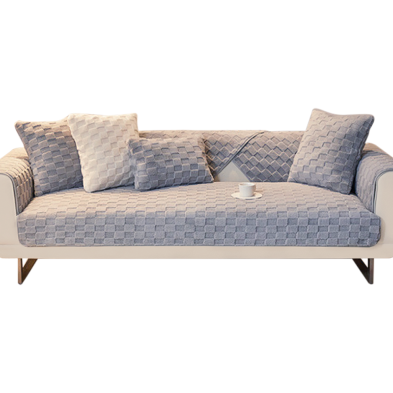 Sofa Towel Super Soft Gray Velvet Plush Non Slip Sectional Covers