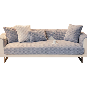 Sofa Towel Super Soft Gray Velvet Plush Non Slip Sectional Covers