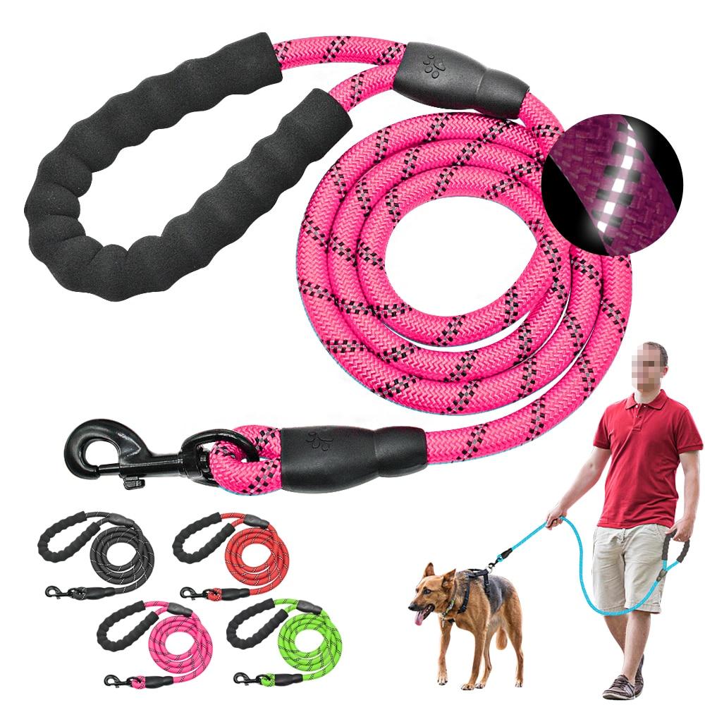 Pink Reflective Dog Pet Leash Rope Nylon Small Medium Large Dogs Puppy Leashes 150Cm Long Heavy Duty