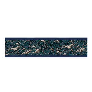 Modern Coastal Blue Wave Dining Table Runner Home Decor