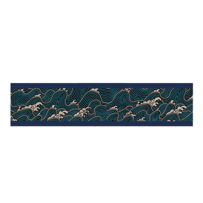 Modern Coastal Blue Wave Dining Table Runner Home Decor