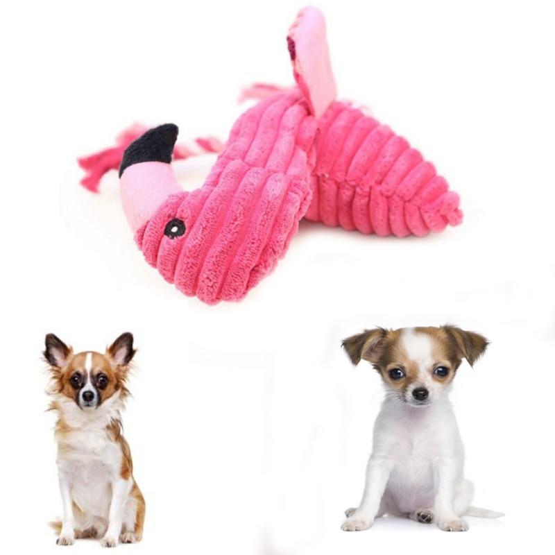 Plush Flamingo Dog Shaker Toy