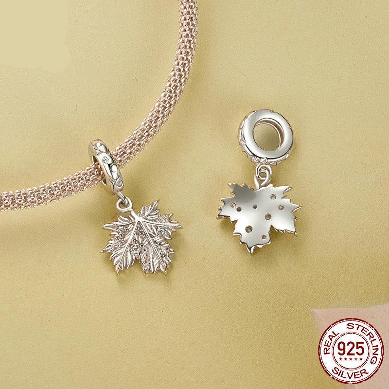 Veile Studios Silver Charm Original Maple Leaf Pendant S925 Bracelet Beads Decoration