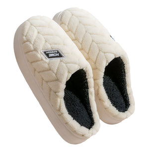 Non Slip Thick Soled Plush Slippers For Couples Winter Home Indoor Fleece Shoes