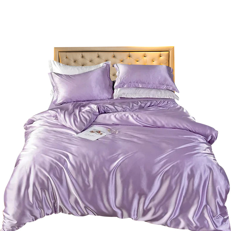 Beddings Lilac Eu Single Size 2 Pieces High End Satin Smooth Duvet Cover Set