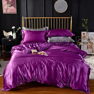 Beddings Indigo King Size 3 Piece High End Satin Duvet Cover Set Polyester