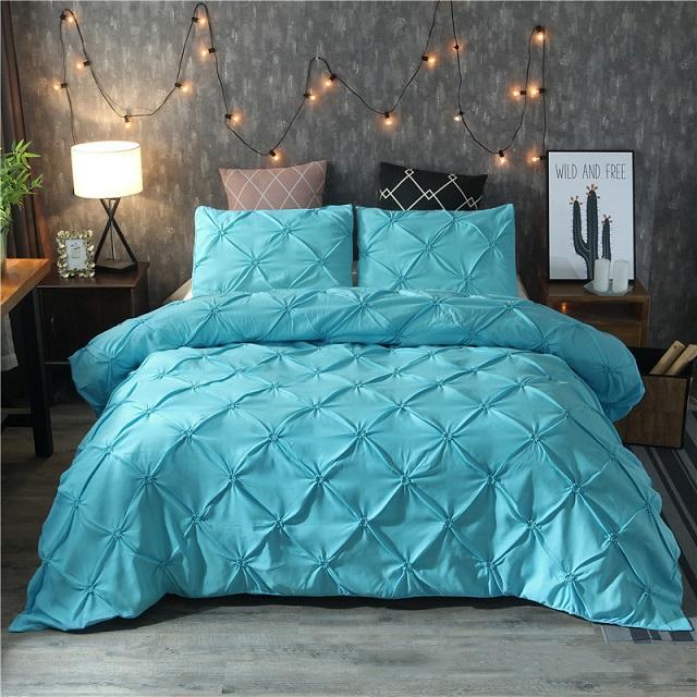 Luxury Duvet Cover Set Pinch Pleat 2 / 3Pcs Quilt Bedding