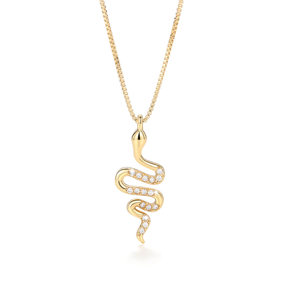 Veile Studios Fashion Lady Snake Pendant Necklace With Zirconia Stylish Party Accessories