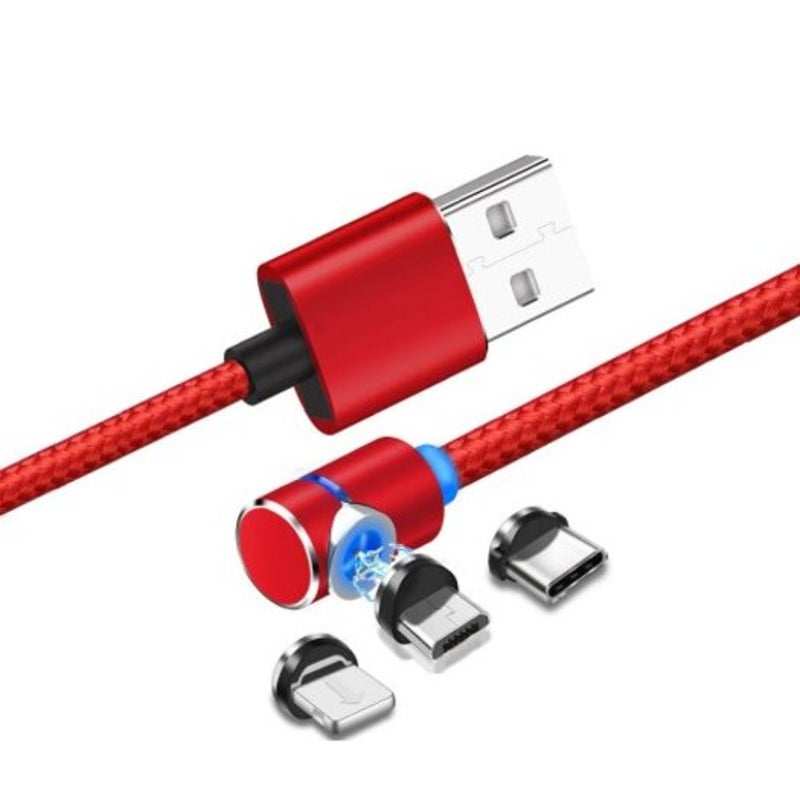 1.8M 3 In Magnetic Charging Cable Kit For Pin / Type Micro Usb Interface Red