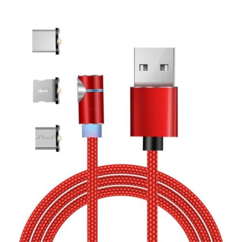 1.8M 3 In Magnetic Charging Cable Kit For Pin / Type Micro Usb Interface Red