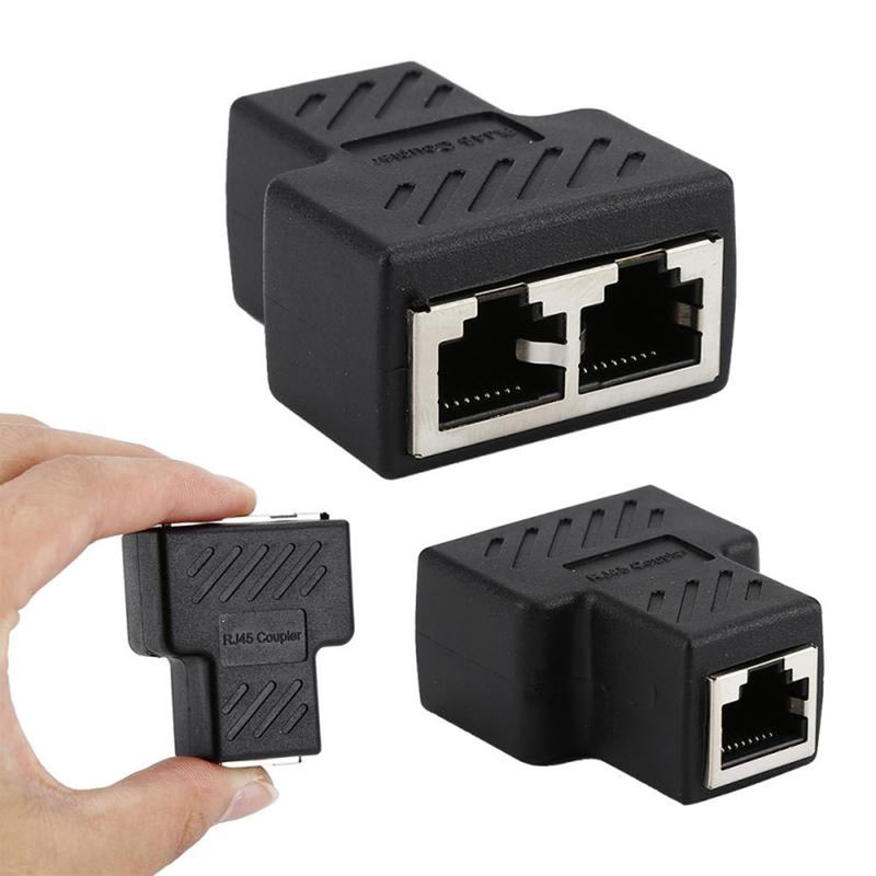 1 To 2 Lan Ethernet Network Splitter Adapter Connector Rj45 Extender Plug Adaptador