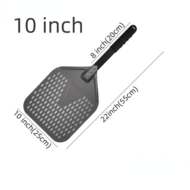 Pizza Shovel 25 Centimetre X 55 Dark Grey Perforated Peel With Metal Handle