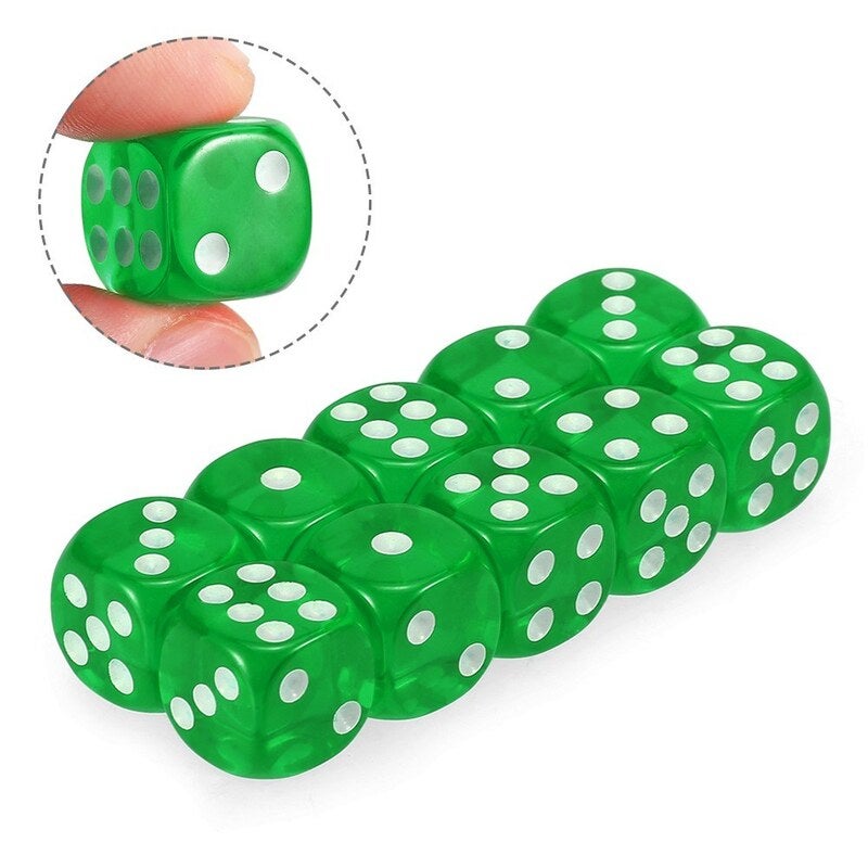 10 Pcs 14Mm Transparent Dice Dark Green