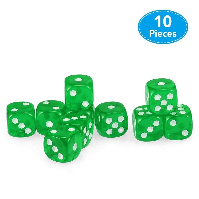 10 Pcs 14Mm Transparent Dice Dark Green