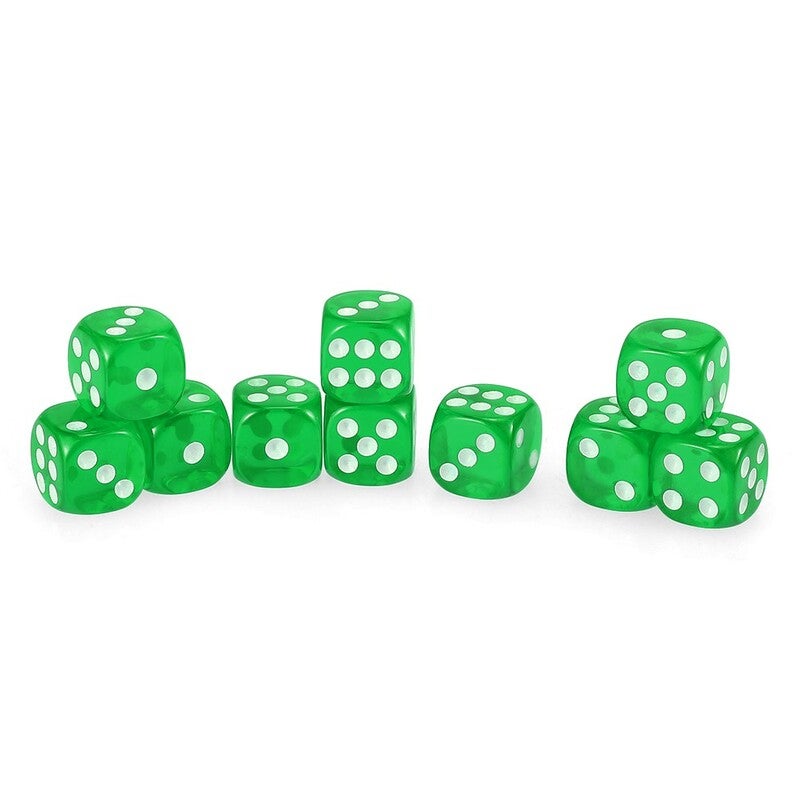 10 Pcs 14Mm Transparent Dice Dark Green