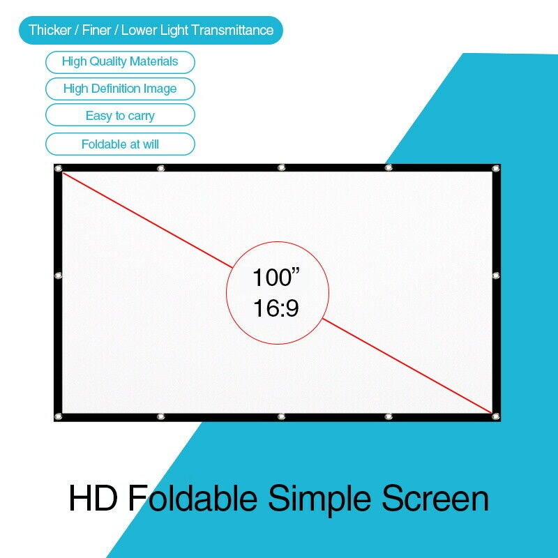 Portable Foldable Projector Screen 169 Home Cinema Outdoor Projection Hd