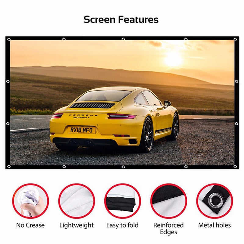 Portable Foldable Projector Screen 169 Home Cinema Outdoor Projection Hd