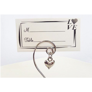 100 Bulk Buy Pack Of Silver Wedding Kissing Bell Name Card Stand Holder With Heart In Ring Bomboniere Favour Gift