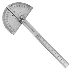 Carbon Steel Protractor Ruler 180 Degree Rotating Angle Round Head 10Cm Length Caliper