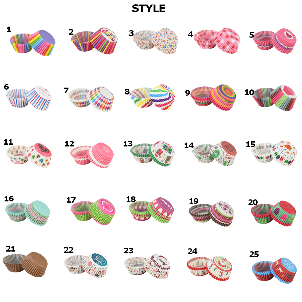 100Pcs Rainbow Muffin Cupcake Paper Cups Liner Baking Decorating Tools Party