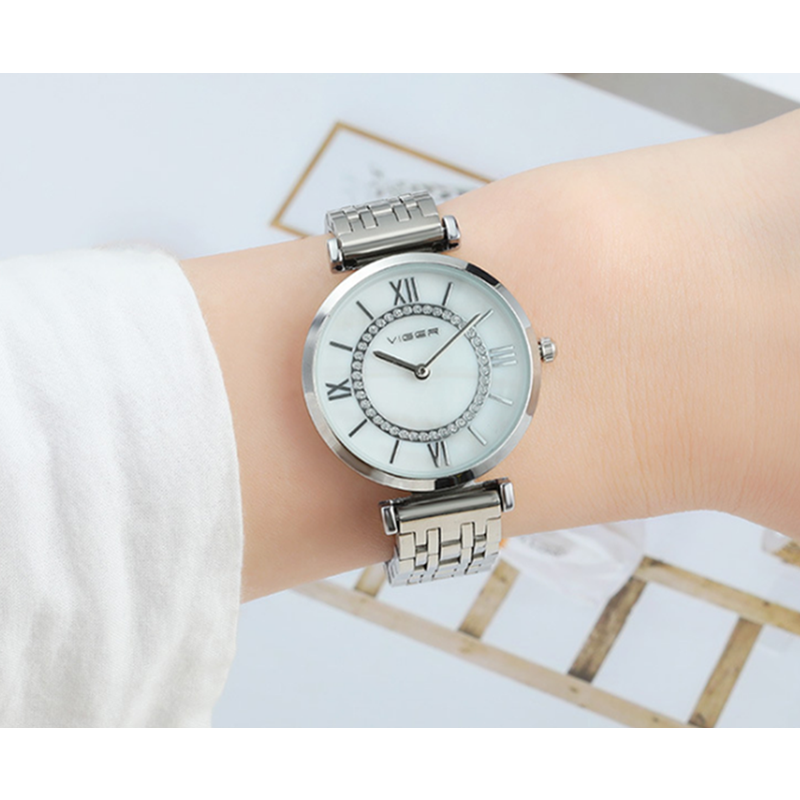 Shell Face Watch Ladies Fashion Trend Roman Numeral Ferris Wheel Quartz 1 Silver