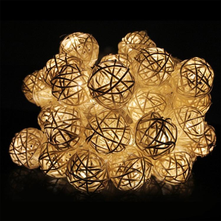 Indoor String Lights 2M / 6M Led Rattan Balls Battery Powered Decoration