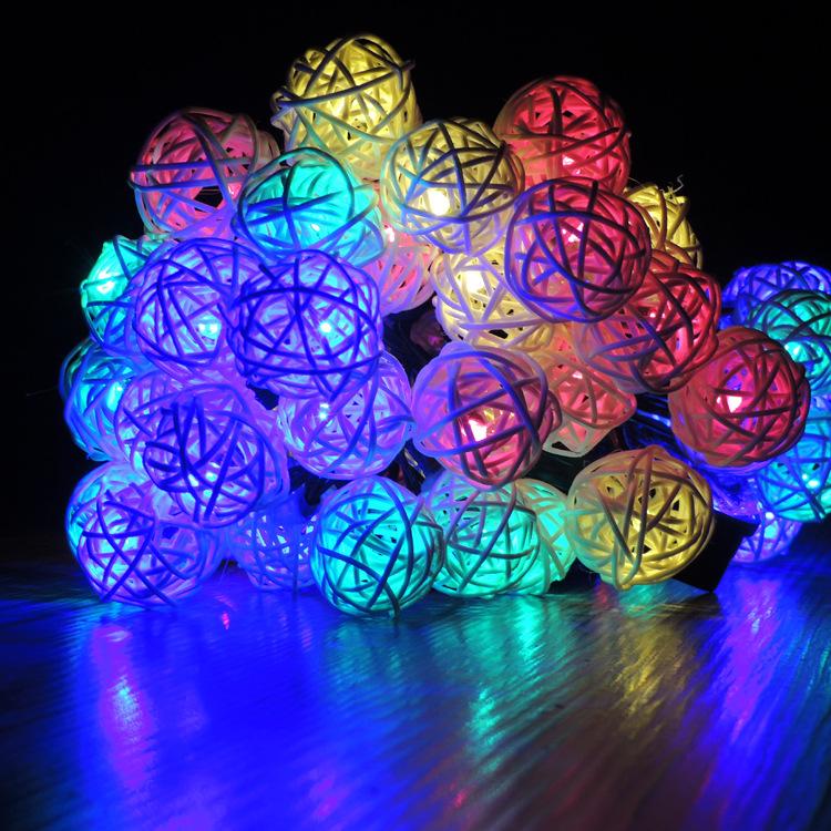 Indoor String Lights 2M / 6M Led Rattan Balls Battery Powered Decoration