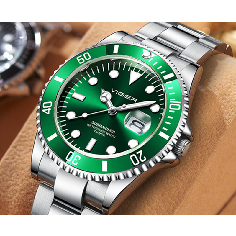 1066 Leisure Business Watch Luminous Green Water Ghost Steel Band Waterproof Quartz For Men