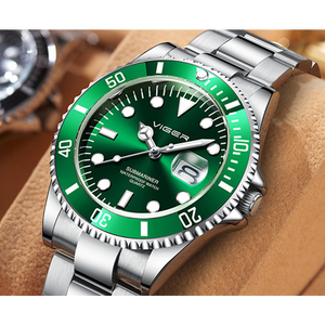 1066 Leisure Business Watch Luminous Green Water Ghost Steel Band Waterproof Quartz For Men