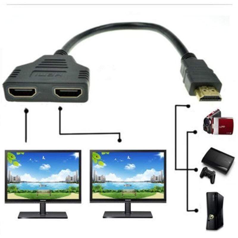 Photography Videography 1080P Hdmi Male To Dual Female 2 Splitter Adapter Cable For Hdtv Signal One At Two Outputs