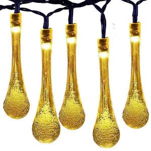 Outdoor String Lights Solar Garden Water Drop Shape 10M 100 Led Decoration