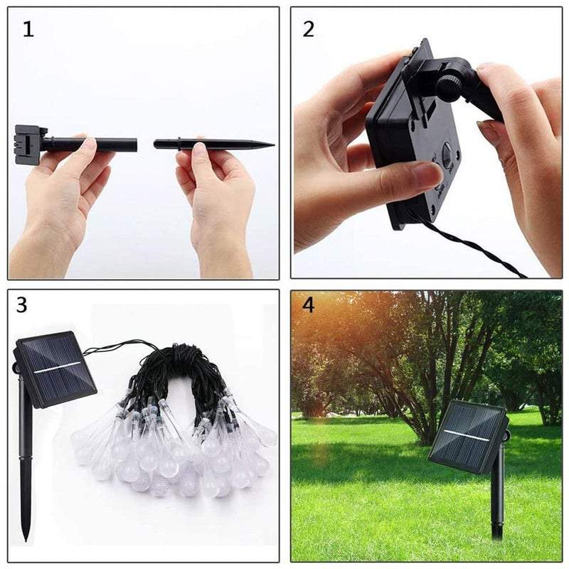 Outdoor String Lights Solar Garden Water Drop Shape 10M 100 Led Decoration