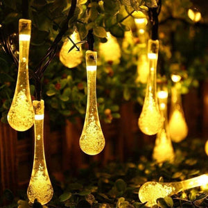 Outdoor String Lights Solar Garden Water Drop Shape 10M 100 Led Decoration