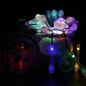 Outdoor String Lights Solar Garden Water Drop Shape 10M 100 Led Decoration