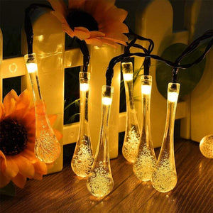 Outdoor String Lights Solar Garden Water Drop Shape 10M 100 Led Decoration