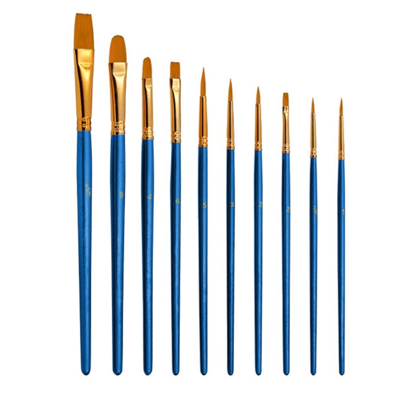 10Pcs Nylon Paint Brushes Set For Drawing Painting Acrylic Watercolor Professional Art Supplies Kids And Adults