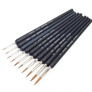 10Pcsset Premium Quality Paint Brush Set Weasel Hair Miniature Hook Line Pen For Detail Art Painting Nail Drawing