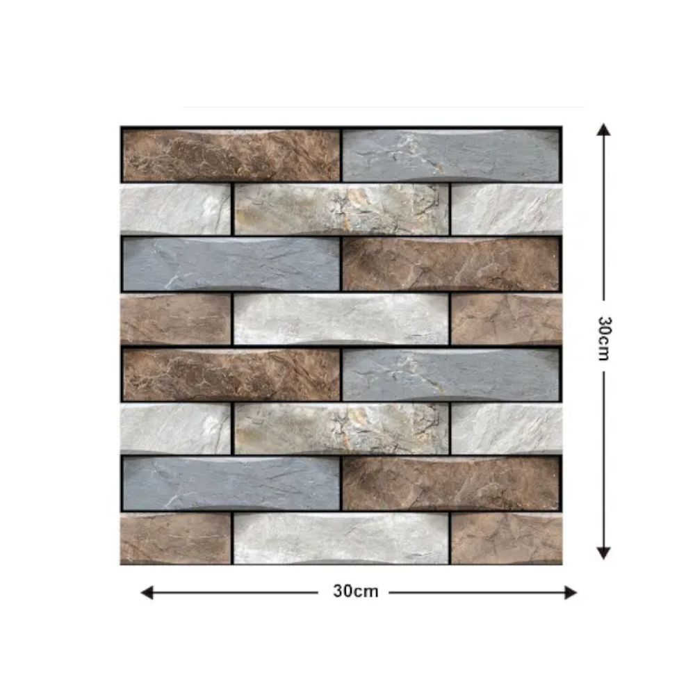 10Pcs Vinyl Tile Self Adhesive Brick Pattern Waterproof Pvc Wall Stickers