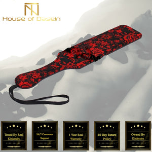 Red Black Floral Bondage Spanking Paddle Bdsm Impact Play Toy