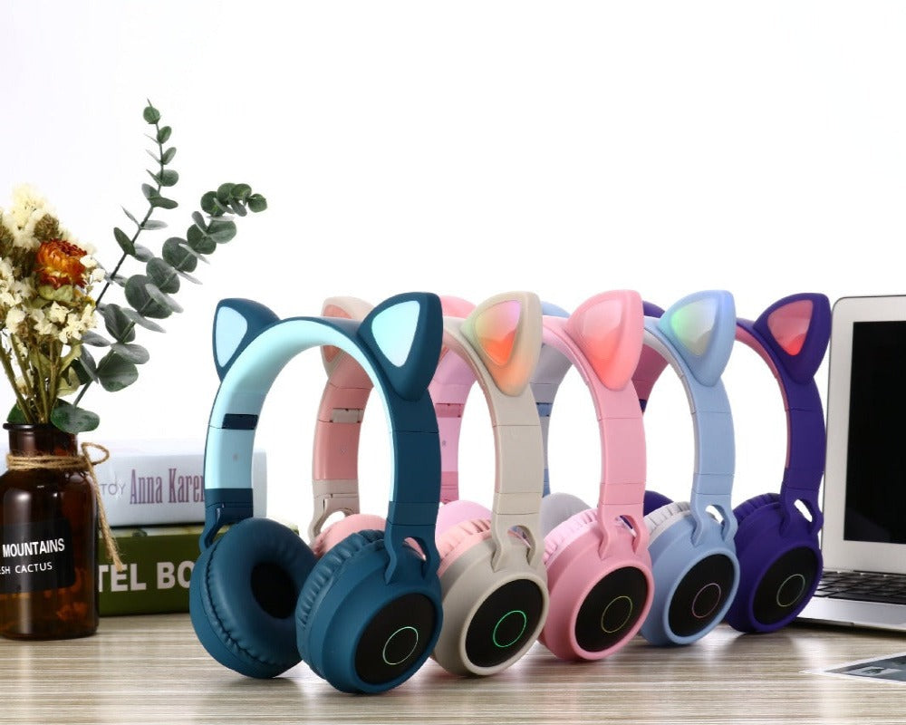 Cute Led Wireless Bluetooth 5.0 Headphones Kids Headset