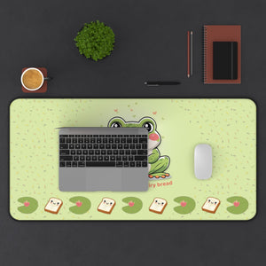 Cute Frog Desk Mat Kawaii Gaming Mouse Pad Whimsical Office Home Decor Gift For Nature Lovers Pastel Work Or Study