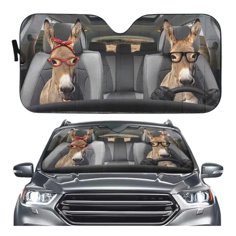 Funny Horse Driving 3D Printing Car Sun Visor Auto Decoration For Vehicle Parts Accessories