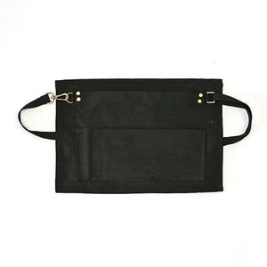 Black Half Length Long Waist Apron With Pockets For Kitchen Dining Bar Use