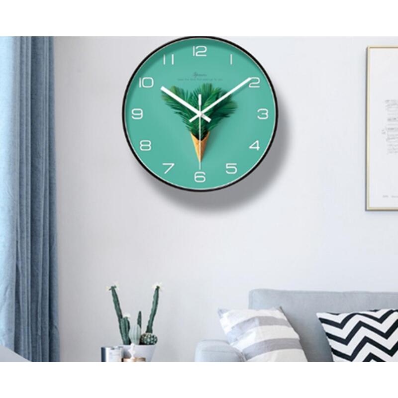 12 Inch Simple Leaf Classic Mute Wall Clock Home Living Room Office Decoration