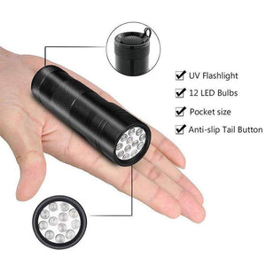 Mini Uv Blacklight Flashlight 12 Led Lights Portable Torch