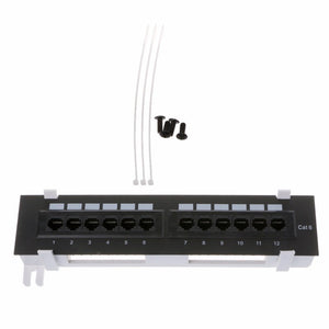 12 Ports Ethernet Lan Network Adapter Cat6 Patch Panel Rj45 Networking Wall Mount Rack Bracket Tools Ping