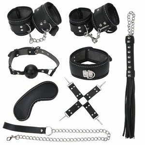 House Of Dasein 8 / Pcs Bdsm Bondage Set Fetish Kit Collar Gag Cuffs Leash Flogger Hogtie