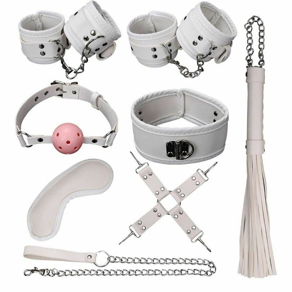 House Of Dasein 8 / Pcs Bdsm Bondage Set Fetish Kit Collar Gag Cuffs Leash Flogger Hogtie