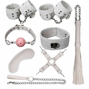 House Of Dasein 8 / Pcs Bdsm Bondage Set Fetish Kit Collar Gag Cuffs Leash Flogger Hogtie