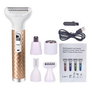 5In1 Electric Lady Shaver Hair Remover Body Nose Trimmer Face Shavers Eyebrow Razor